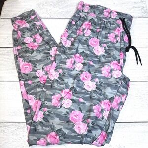 Womens Camouflage Floral Print Jogger Pants‎ Casual Size S/M